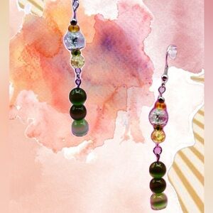 Glass Gemstone Drop Earrings